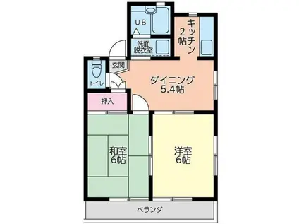 ドエル陽光台(2DK/2階)の間取り写真