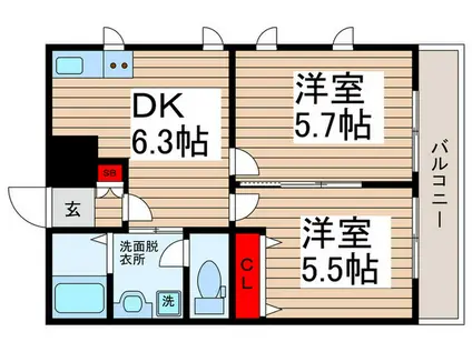 ダイヤモンドクレスト南柏(2DK/1階)の間取り写真
