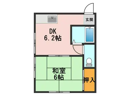 タカヨシコーポ(1DK/2階)の間取り写真