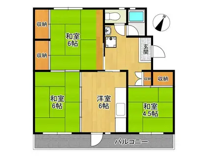 狭山台団地2-27(3DK/2階)の間取り写真