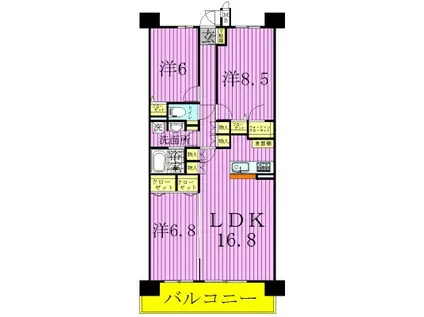 ロイヤルパークス西新井(3LDK/4階)の間取り写真