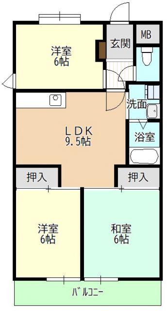 第2アンドービル(3LDK/2階)の間取り写真