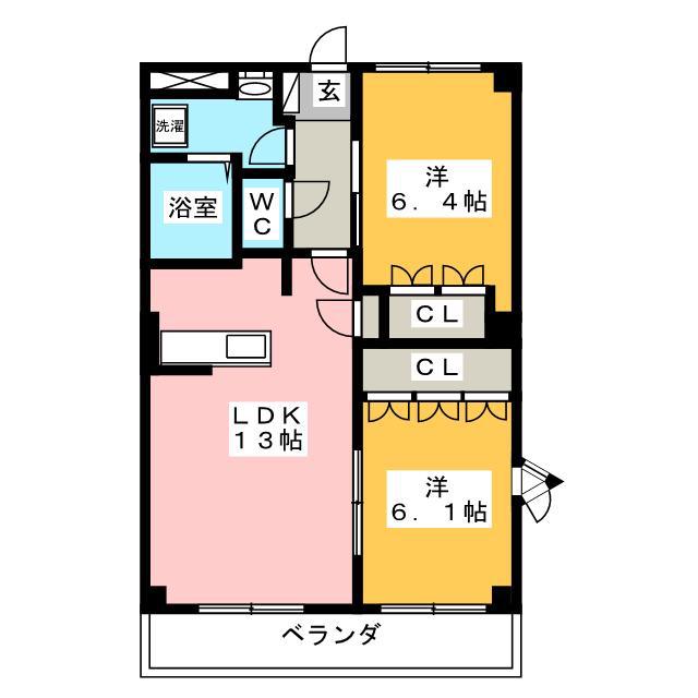 ミラーアイランドGI(2LDK/2階)の間取り写真