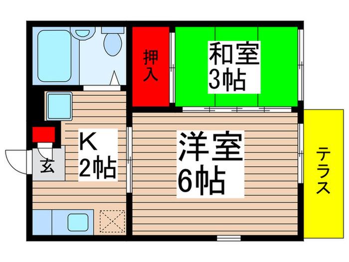 ハイツヒマワリ(2K/1階)の間取り写真