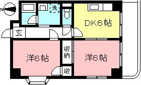フローレンス多摩(2DK/6階)の間取り写真