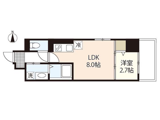グランディール住吉(1LDK/7階)の間取り写真