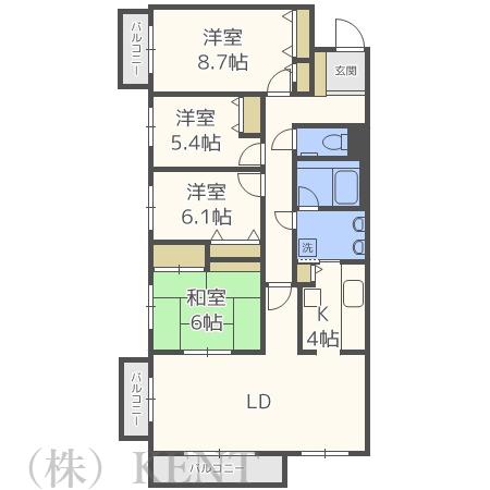 コスモ山の手(4LDK/2階)の間取り写真