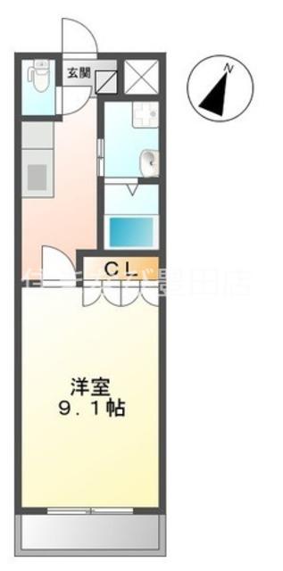 ラフィーネM(1K/1階)の間取り写真
