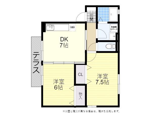 クレール海原Ⅱ(2DK/2階)の間取り写真