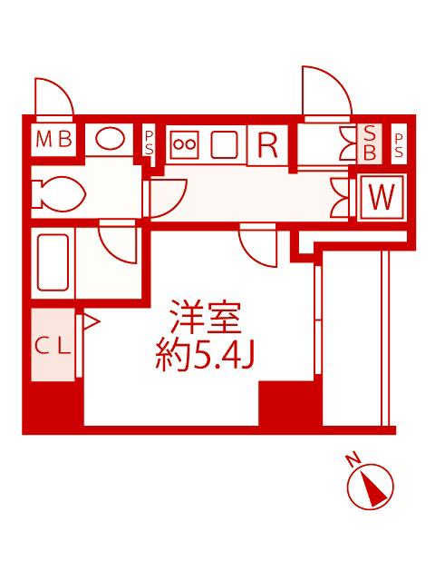 グランヴァン元住吉(1K/2階)の間取り写真