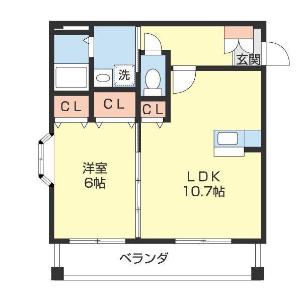 M・吹上(1LDK/4階)の間取り写真