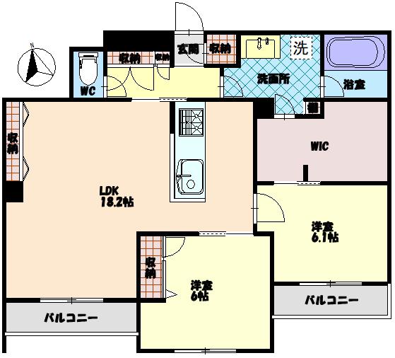 ベレオ安宅(2LDK/1階)の間取り写真