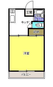 アパルトマンIII(1K/1階)の間取り写真