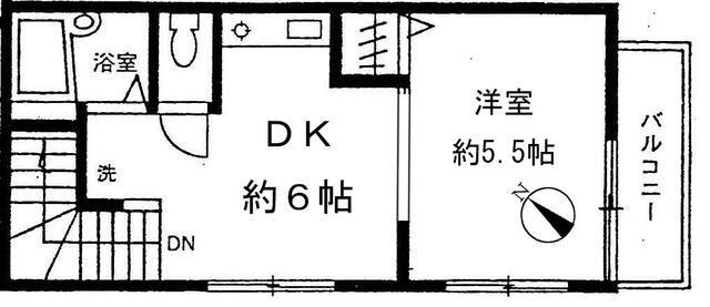 フラット野沢 NO.3(1DK/2階)の間取り写真