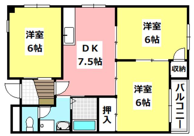 フルールハイツ(3DK/3階)の間取り写真