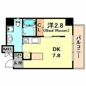 シティフラット六甲道II(1DK/11階)の間取り写真