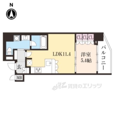 リーガル京都西陣Ⅱ(1LDK/5階)の間取り写真