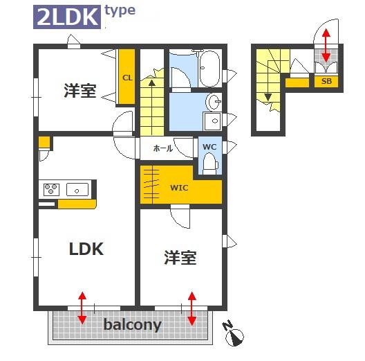 JR可部線 三滝駅 徒歩10分 2階建 築16年(2LDK/2階)の間取り写真