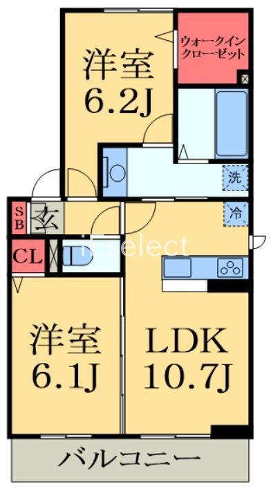 サニーハイム(2LDK/3階)の間取り写真
