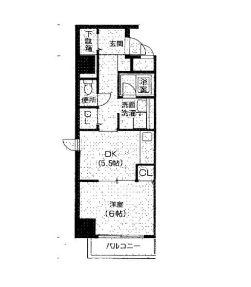 パルロイヤル東島田(1DK/9階)の間取り写真