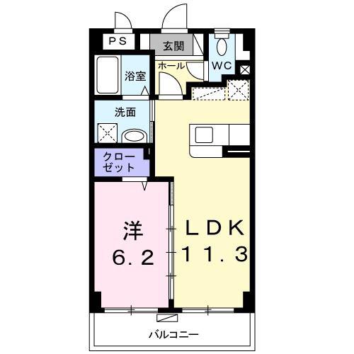 カーサ・ブルーノ(1LDK/2階)の間取り写真