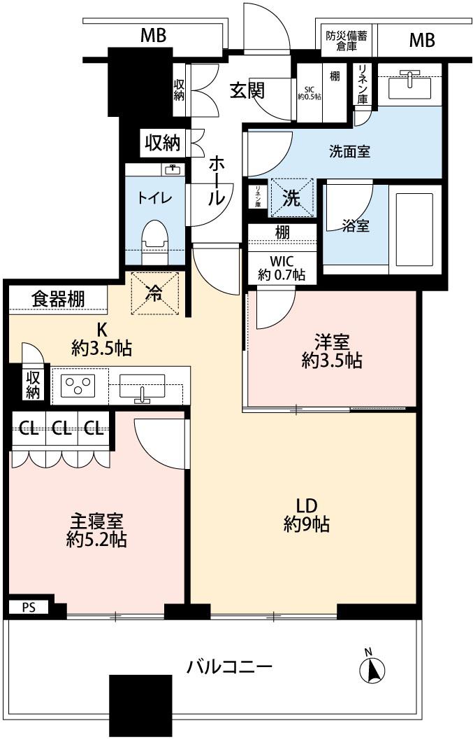 WORLD TOWER RESIDENCE(2LDK/20階)の間取り写真