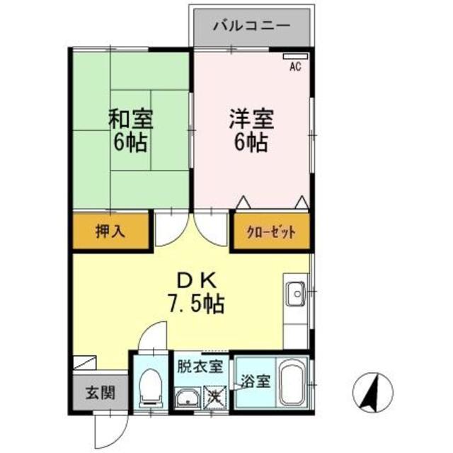 ハイツ臨港 III(2DK/2階)の間取り写真