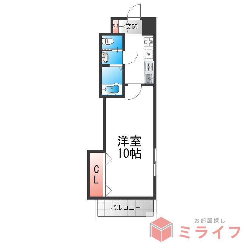 LUXE天王寺(1K/2階)の間取り写真