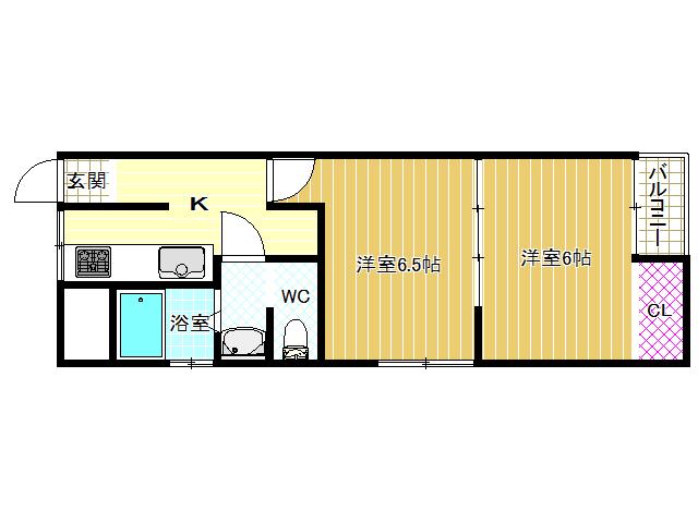 小森塚マンション(2K/3階)の間取り写真