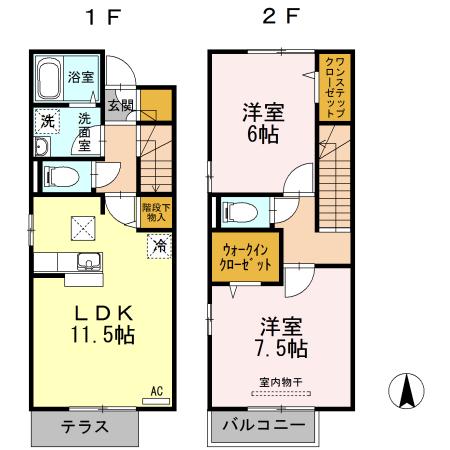 FELICE下郡 II(2LDK/1階)の間取り写真