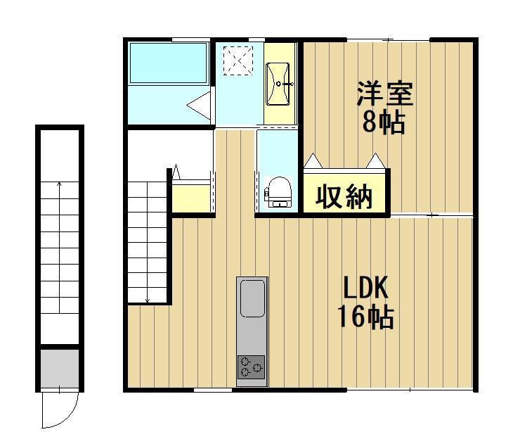 高杉アパート(1LDK/2階)の間取り写真