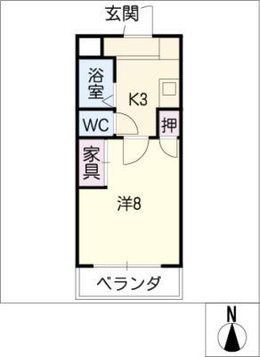 ハウスメイトII(1K/3階)の間取り写真