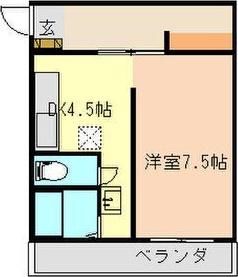 タリーズ(1DK/2階)の間取り写真