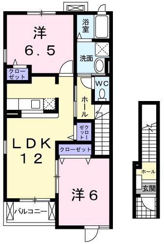 カーサ プラシードII番館(2LDK/2階)の間取り写真