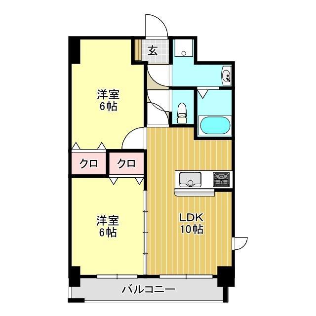 グランメールコート白銀(2LDK/2階)の間取り写真
