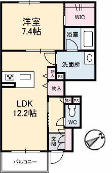 レユシール川内(1LDK/1階)の間取り写真