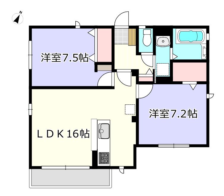 スピニッチ(2LDK/2階)の間取り写真