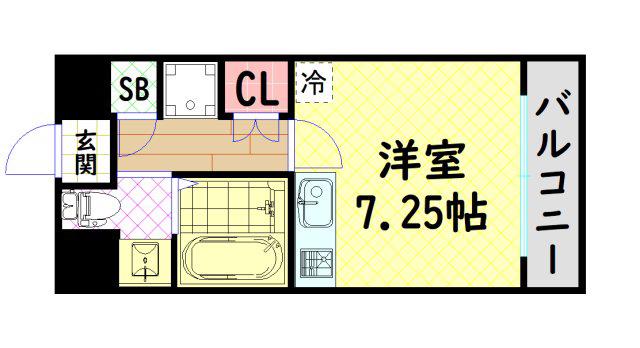 ルネ日本橋アネーロ(ワンルーム/3階)の間取り写真