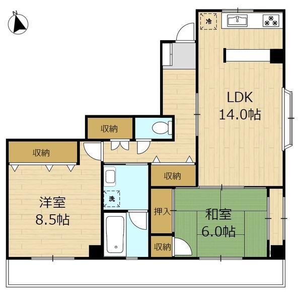 ウイスタリア都筑(2LDK/3階)の間取り写真