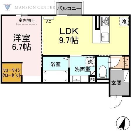 D‐ROOM竹尾I(1LDK/2階)の間取り写真