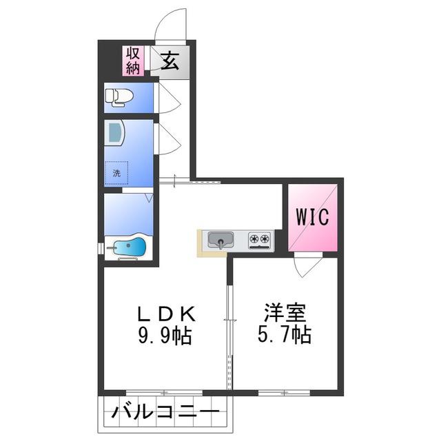 シャーメゾン宝亀(1LDK/2階)の間取り写真