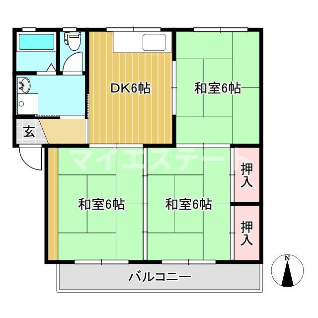 SUBSTANCE(3DK/3階)の間取り写真