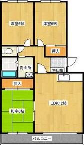 アステル西野(3LDK/1階)の間取り写真