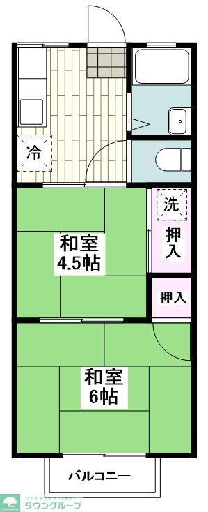 コリーナ鎌倉(2K/1階)の間取り写真