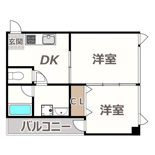 ドムール明星(2DK/3階)の間取り写真
