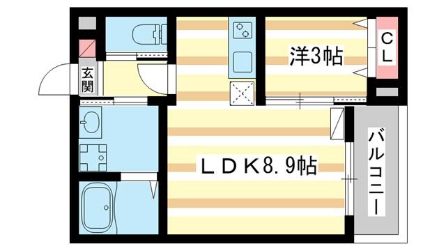 ジーメゾン奈良大安寺(1LDK/3階)の間取り写真