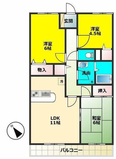 コートグランディア西新井(3LDK/2階)の間取り写真