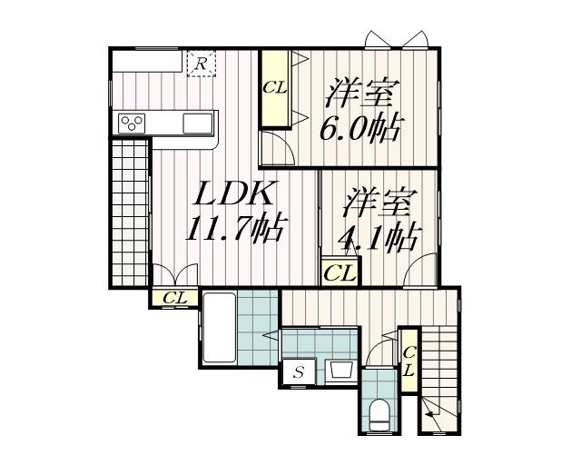 あすなろ市場町(2LDK/2階)の間取り写真