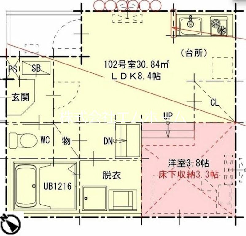 プランドール鳴海(1LDK/1階)の間取り写真
