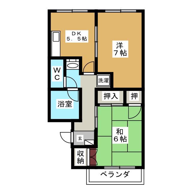 TDマンションPAULOWNIA(2DK/1階)の間取り写真